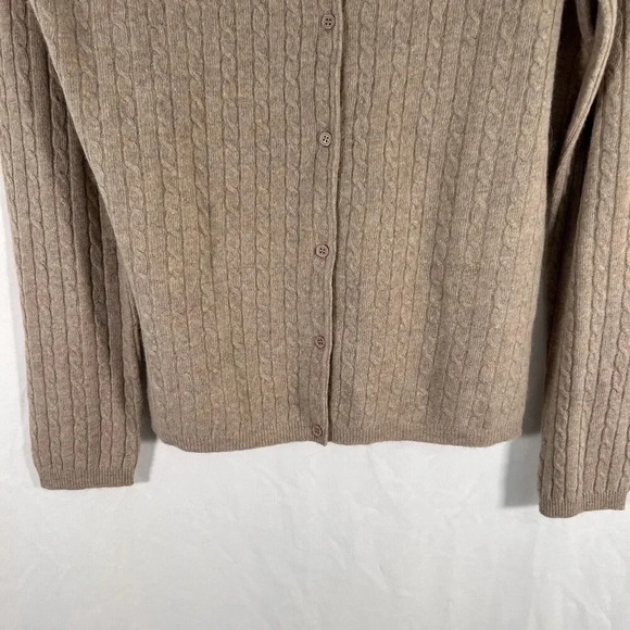 Anne Klein Cardigan Womens Medium Beige Wool Cashmere Small Cable Knit - Picture 3 of 10